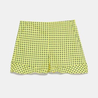 Zara + Check Print Ruffle Shorts