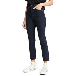 Agolde + Straight Riley Crop Jeans in Satellite