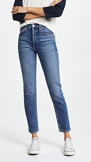Re/Done + High Rise Ankle Crop Jeans