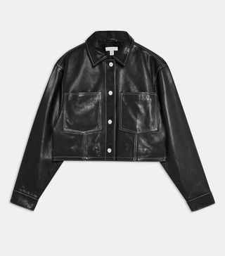 Topshop + Black Leather Western Jacket