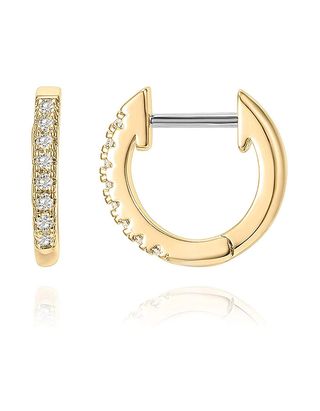 Pavoi + Gold Plated Cubic Zirconia Cuff Earrings Huggie Stud