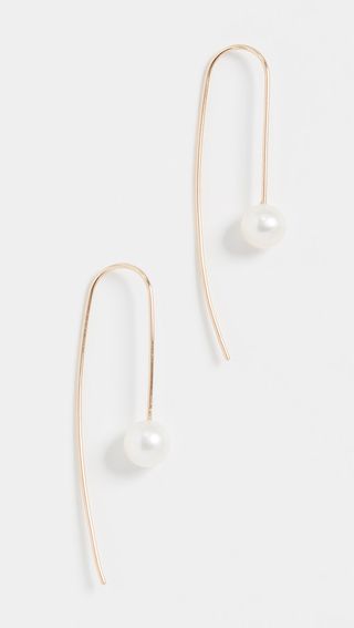 Zoe Chicco + 14k Gold White Freshwater Cultured Pearl Wire Earrings