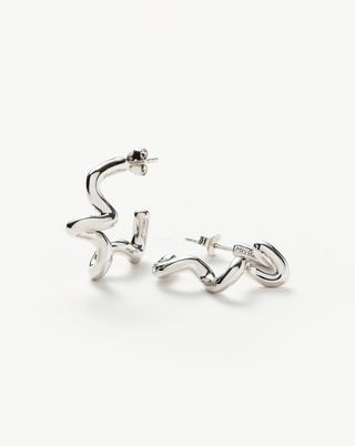 Missoma + Squiggle Medium Hoop Earrings in Sterling Silver