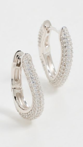 Adina's Jewels + Pave Curved Link Huggie Earrings