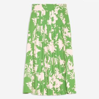 Topshop + Abstract Floral Pleat Midi Skirt