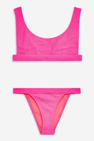 Topshop + Pink Crinkle Bikini Set