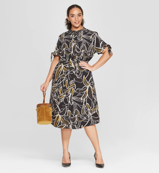 Who What Wear x Target + Short Sleeve Knotted Midi Shirtdress
