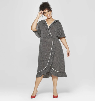 Who What Wear x Target + Short Sleeve V-Neck Button Front Wrap Dress