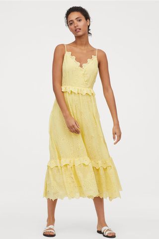 H&M + Embroidered Ruffle Dress