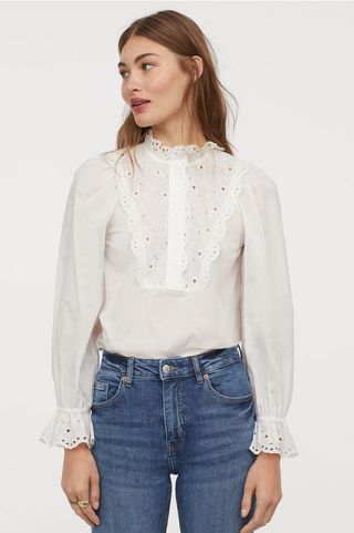 H&M + Blouse With Eyelet Embroidery