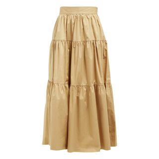 Staud + Sea Tiered Cotton-Blend Skirt