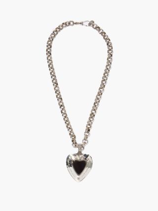 Alexander McQueen + Heart-Pendant Antiqued-Effect Necklace