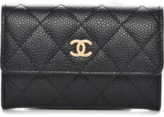 Chanel CC + Card Holder Quilted Diamond Black