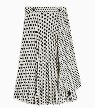 Topshop + Monochrome Spot Pleat Midi Skirt