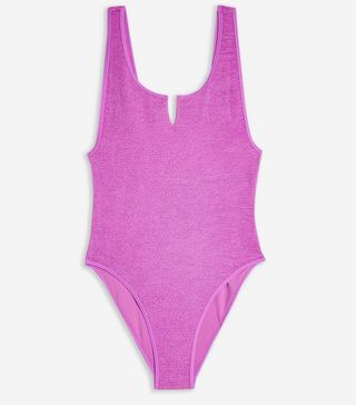 Topshop + Lilac Crinkle Notch Swimsuit