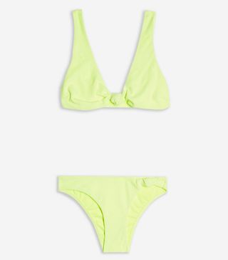 Topshop + Neon Yellow Velour Bikini Set