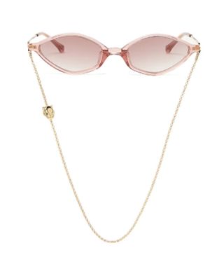 Linda Farrow x Alessandra Rich + Cat-Eye Sunglasses and Chain