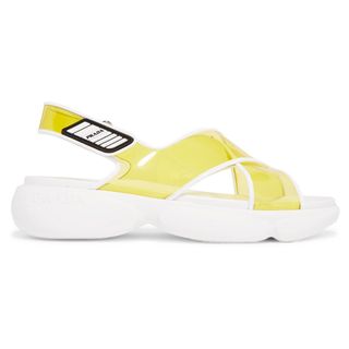 Prada + Logo-Embossed Rubber-Trimmed Leather and PVC Sandals