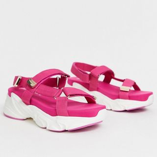 Stradivarius + Chunky Strappy Sandals in Pink
