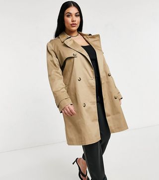 ASOS Design + Trench Coat in Stone