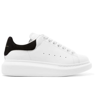 Alexander McQueen + Suede-Trimmed Leather Exaggerated Sole Sneakers