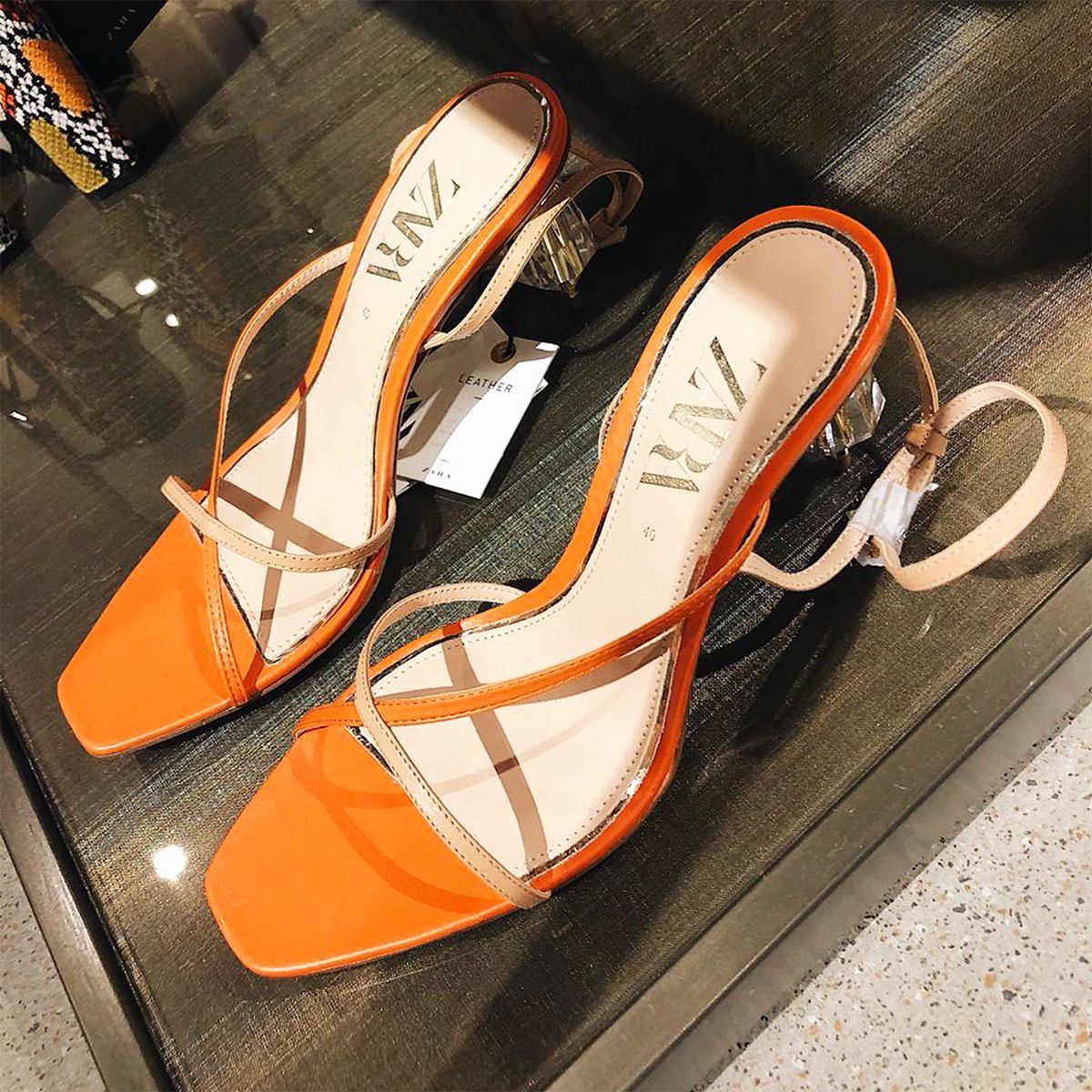 Zara cheap orange shoes