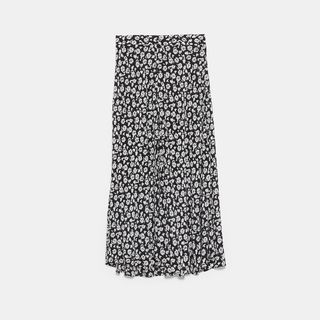 Zara + Floral Print Satin Skirt