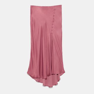 Zara + Satin Finish Button Skirt