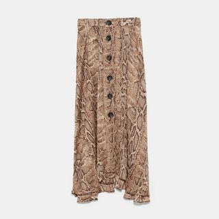 Zara + Snakeskin Print Skirt