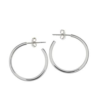 Nina B + Sterling Silver Medium Square Hoop Earrings in Silver