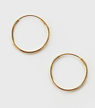 ASOS Design + Gold Plated Sterling Silver 9MM Fine Hoop Earrings