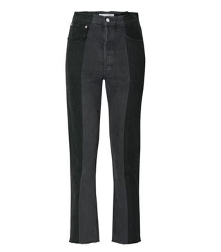 ELV Denim + The Twin Two-Tone High-Rise Straight-Leg Jeans