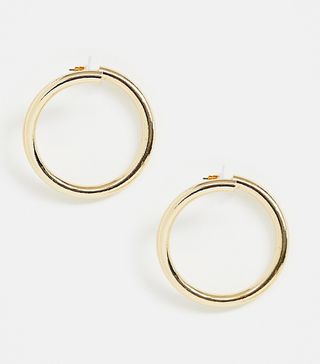ASOS Design + Hoop Earrings in Split End Tube Design in Gold Tone