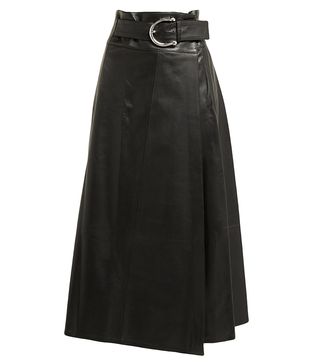 Dodo Bar Or + Stella Horsebit-Buckle Leather Midi Skirt