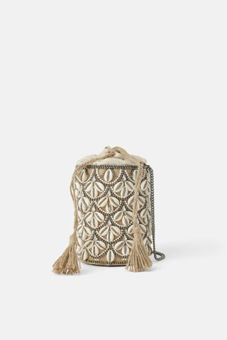 Zara + Seashell Crossbody Basket Bag