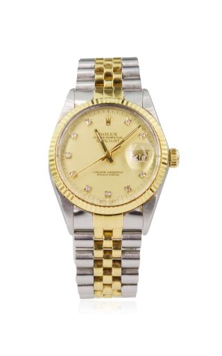 Rolex + Vintage Datejust 18k Yellow Gold Diamond Watch