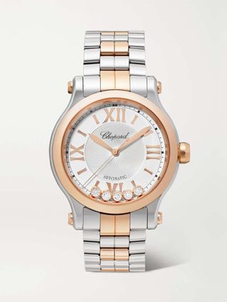 Chopard + Happy Sport Automatic 33mm 18-Karat Rose Gold, Stainless Steel and Diamond Watch