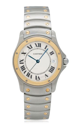 Stephanie Windsor + 18k Yellow Gold & Stainless Steel Cartier Santos Ronde Model 1910