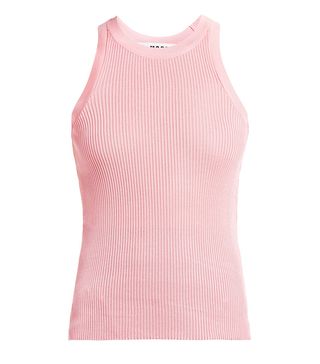 MSGM + Ribbed-Knit Racer-Back Top