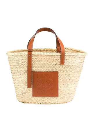 Loewe + Raffia Basket Tote Bag
