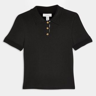 Topshop + Ribbed Trim Knitted Polo