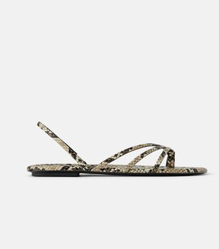 Zara + Animal Print Flat Sandals