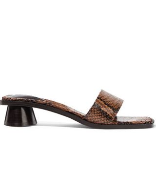 By Far + Sonia Snake-effect Leather Mules