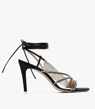 Attico + Black Baby Crystal Trim Sandals