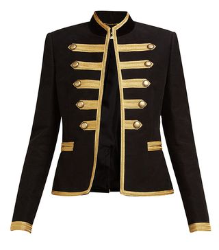 Saint Laurent + Passementerie-Trim Cotton Military Jacket