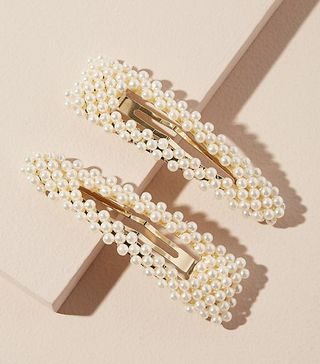 Anthropologie + Set of Two Faux Pearl-Embellished Hair Clips