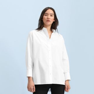 Everlane + The Poplin Oversized Shirt in White