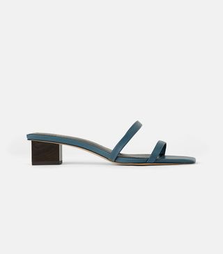 Zara + Wood-Effect Heel Leather Sandals
