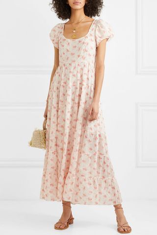 Dôen + Ruby Tiered Floral=Print Cotton-Voile Maxi Dress