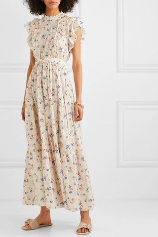 Dôen + Carnation Ruffled Floral-Print Swiss-Dot Cotton-Voile Maxi Dress